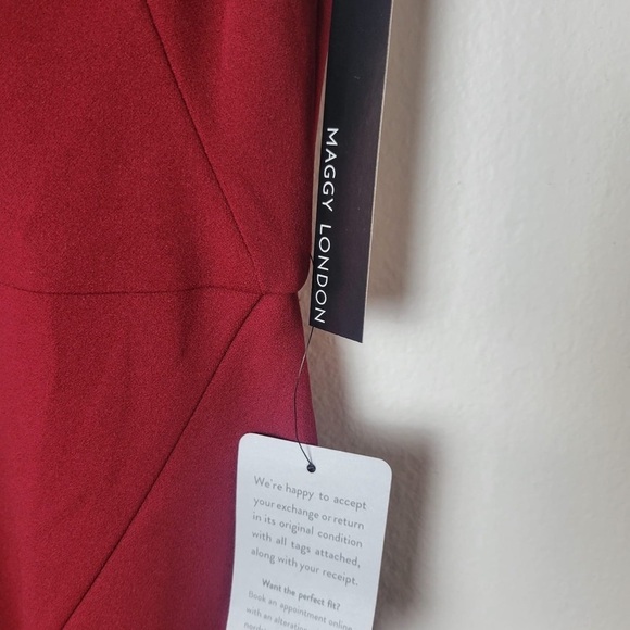 Maggy London Women's Midi Short Sleeve Sheath with Neck Tie Career Office Work - Picture 4 of 11